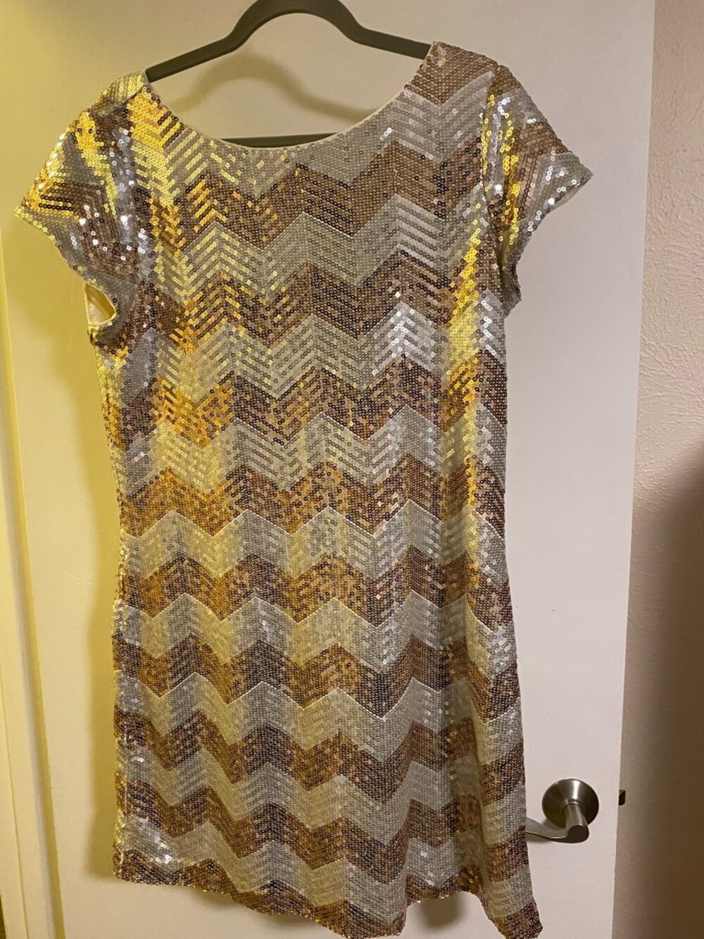 Stunning Gold and Silver Chevron Sequin Dress